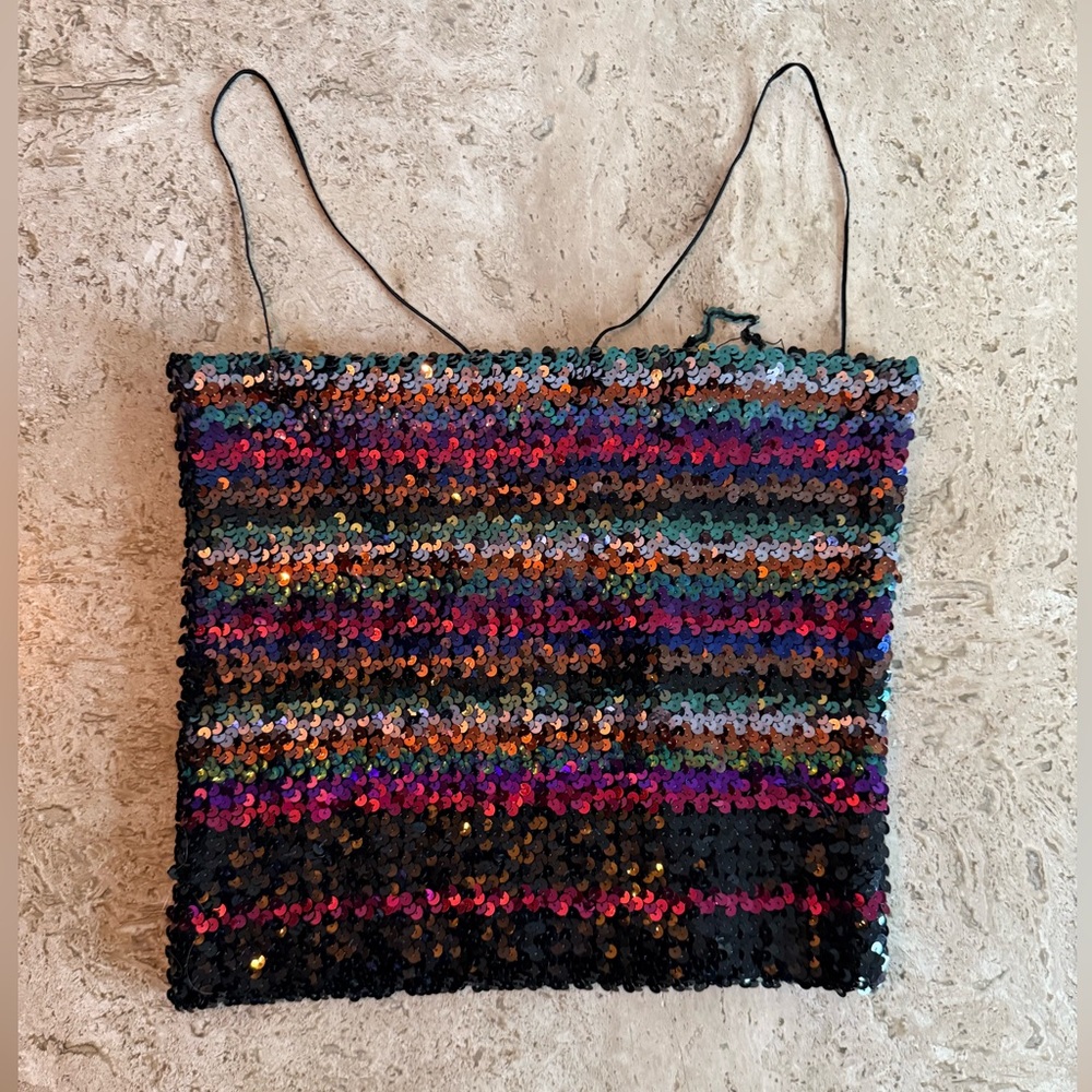 HARRY ACTON for Party Collectibles Vintage Sequin Tube Top w/ Thin Straps